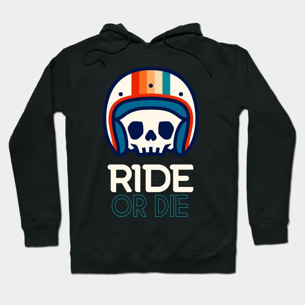 Biker Skull Retro Motorcycle Hoodie by Foxxy Merch